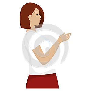 Isolated girl with flexed arm