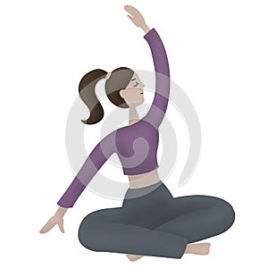 Isolated girl yoga pose for lifestyle design.