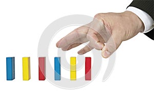 Isolated giving a flick to blocks