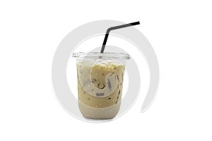 Isolated  Glass of cold espresso coffee on a white background with clipping path