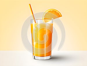 Isolated glass of fresh orange juice, a cold and sweet citrus beverage