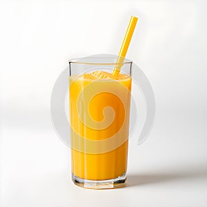 Isolated glass of fresh orange juice, a cold and sweet citrus beverage