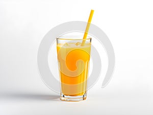 Isolated glass of fresh orange juice, a cold and sweet citrus beverage