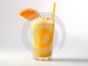 Isolated glass of fresh orange juice, a cold and sweet citrus beverage