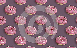 Isolated glazed donut or donut with sprinkles, 3d rendering