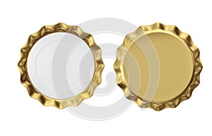 Isolated gold bottle cap on white background. 3d render