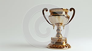 Isolated gold trophy cup on white background. Rendering in 3D