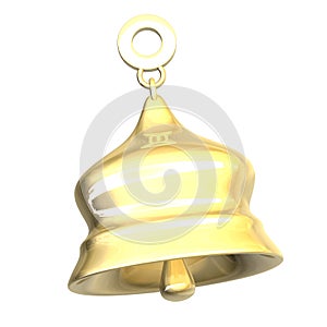 Isolated golden bell xmass (3D)