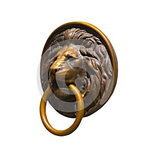 Isolated Golden and Bronze Lion Medalion