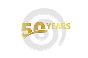 Isolated golden color number 50 with word years icon on white background, birthday anniversary greeting card element