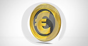 Isolated golden euro coin loop rotation on white background with alpha channel.