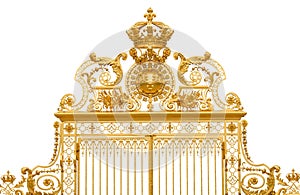 Isolated golden gate of Versailles palace