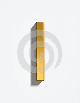 Isolated Golden Metallic Letter I on Clean White Background in Studio Lighting