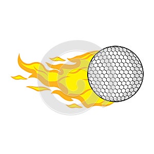 Isolated golf ball with a fire effect