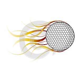 Isolated golf ball with a fire effect
