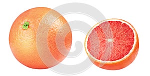 Isolated grapefruit. Pink grapefruits isolated on white background, with clipping path