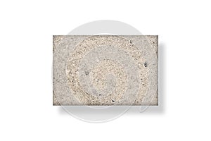 Isolated gray tile on white background. Lightweight foamed gypsum block used in construction and home building