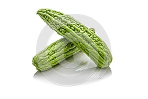 Isolated of green bitter gourd on the white background