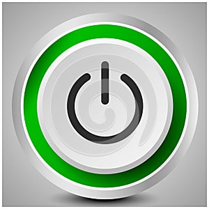 isolated green power button with switch symbol vector design.