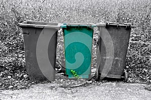Isolated green refuse bin