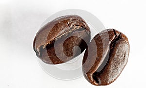 Isolated group of roasted coffee beans