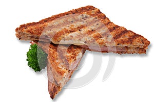 Isolated ham and cheese sandwich