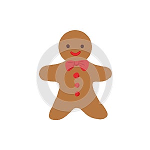 Isolated hand drawn happy Christmas Gingerbread man cookie