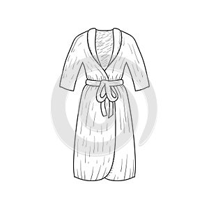 Isolated Hand Drawn Sketch of Pajama Kimono Bath Robe Illustration