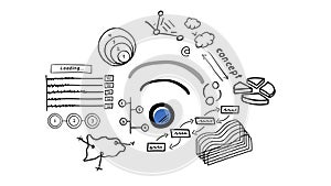 Isolated Hand Drawn Wi-Fi & Infographics.