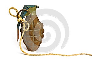 Isolated hand grenade concept on white