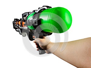 Isolated hand holding water gun