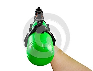 Isolated hand holding water gun
