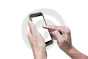 Isolated hands using smartphone