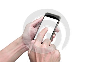 Isolated hands using smartphone