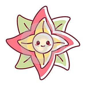 Isolated happy flower cartoon kawaii Vector