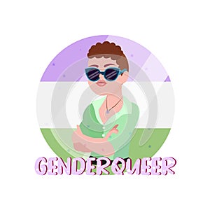 Isolated happy genderqueer person Vector