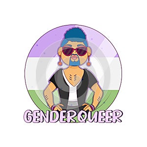 Isolated happy genderqueer person Vector