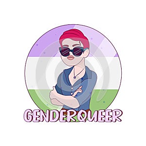 Isolated happy genderqueer person Vector