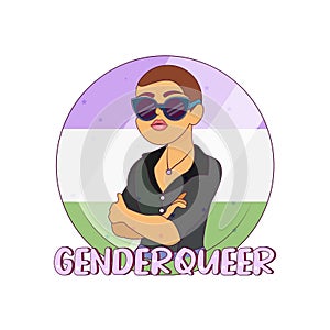 Isolated happy genderqueer person Vector
