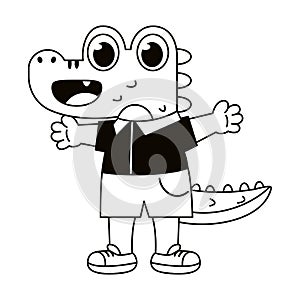 Isolated happy male cocodrile character Vector photo