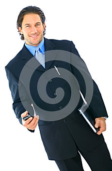 Isolated Happy Young Businessman Walking