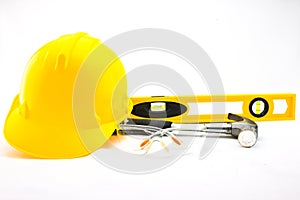 Isolated hard hat with tools _001