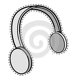 Isolated headphones dotted sticker