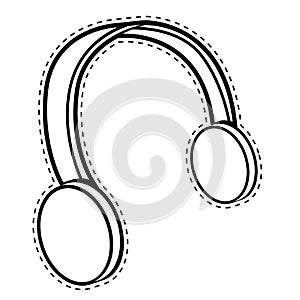 Isolated headphones dotted sticker