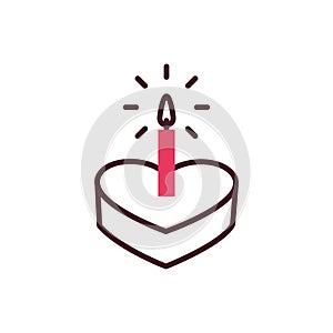 Isolated heart cake with candle vector design