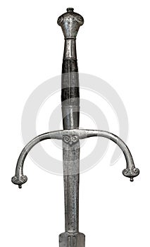 Isolated Hilt And Crossguard Of Antique Sword photo