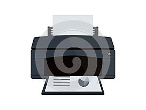 Isolated home printer icon. Flat design vector illustration.