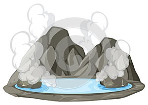 Isolated hot spring on white background