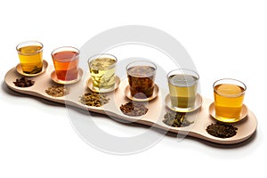 Isolated Hot Tea Sampler Gift Set On White Background. Different Teas With Herbs