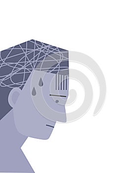 Isolated of human with anxious and panic attack, flat vector illustration